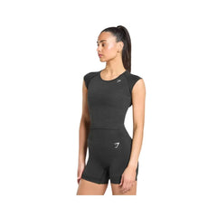 Gymshark Vital Scoop Neck Top Black Marl