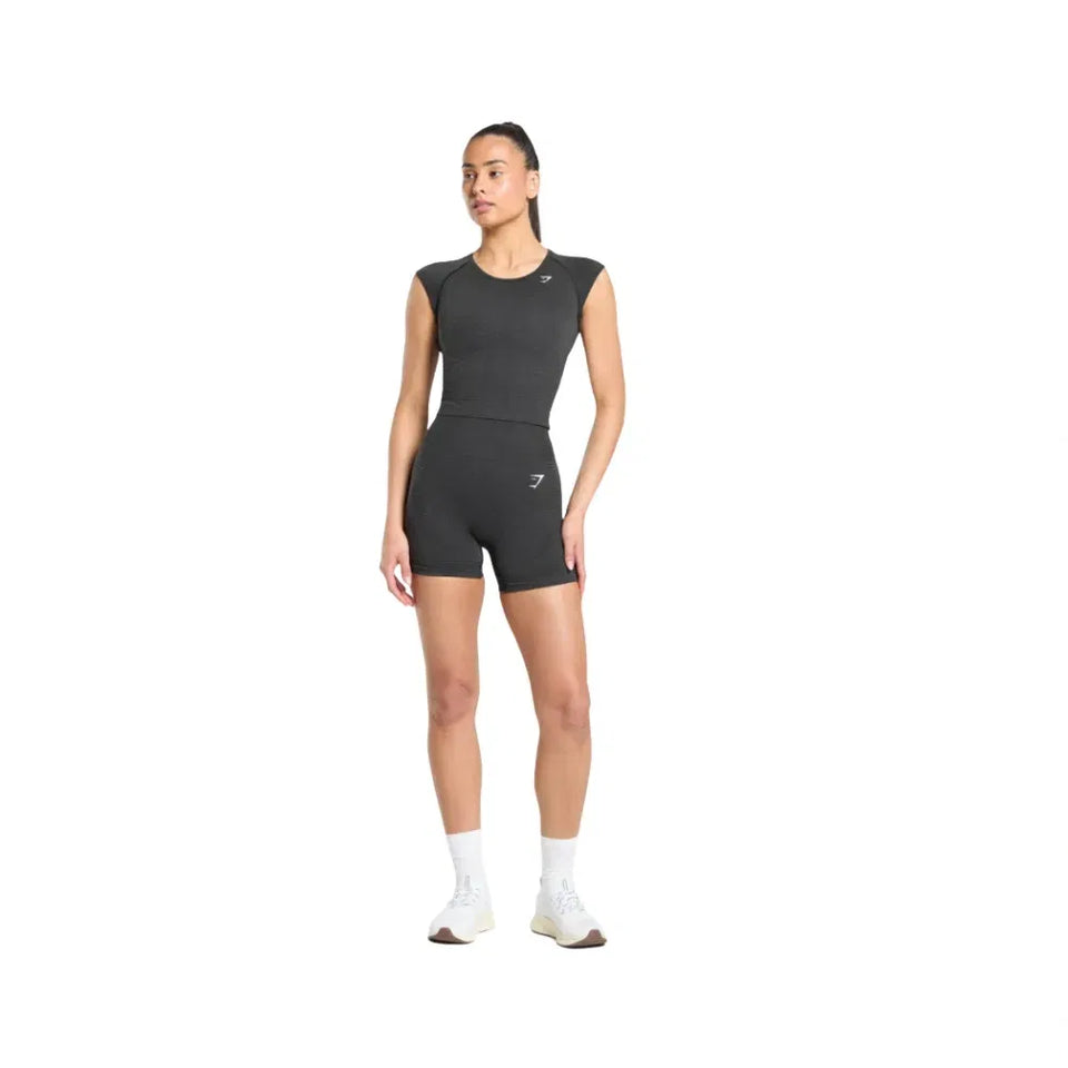 Gymshark Vital Scoop Neck Top Black Marl