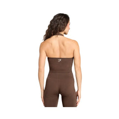 Gymshark Vital Halter Neck Tank With Shelf Crop Top Espresso Marl