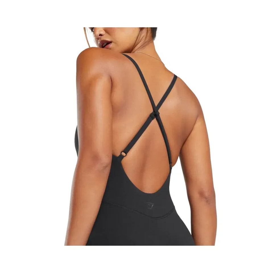Gymshark Strappy All in One Full length Bodysuit Black