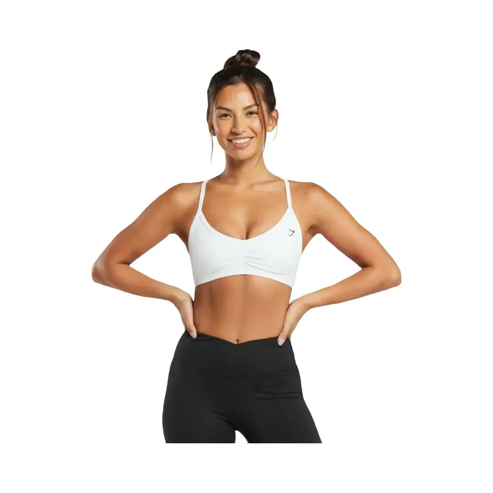 Gymshark Ruched Strappy Sports Bra Light Support White