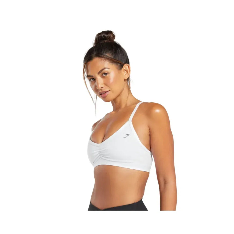 Gymshark Ruched Strappy Sports Bra Light Support White