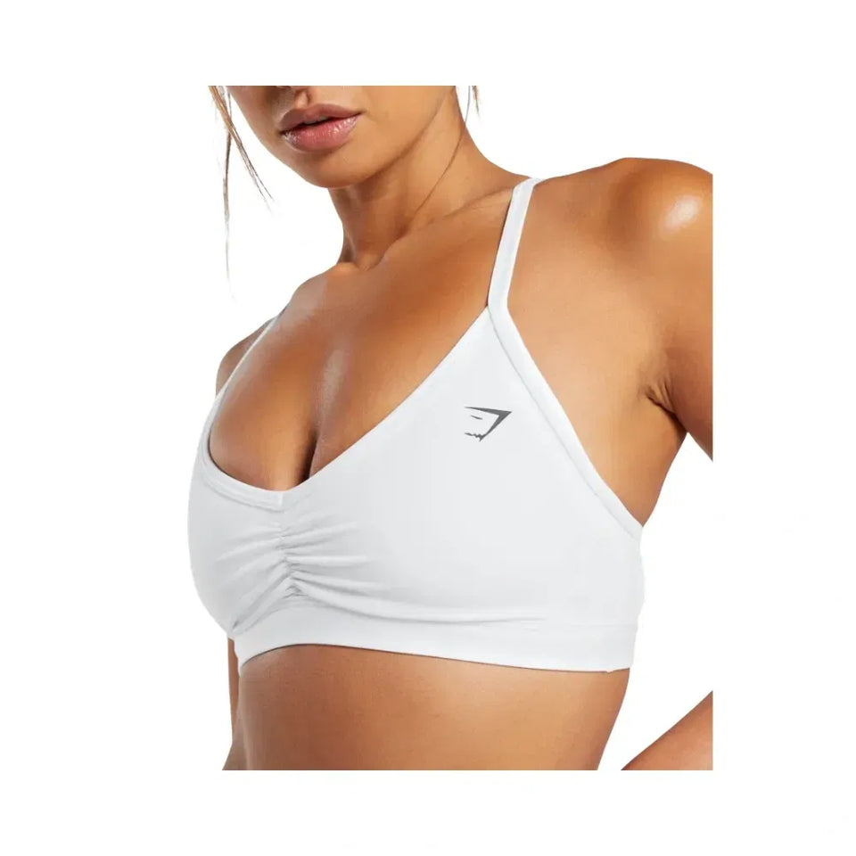 Gymshark Ruched Strappy Sports Bra Light Support White