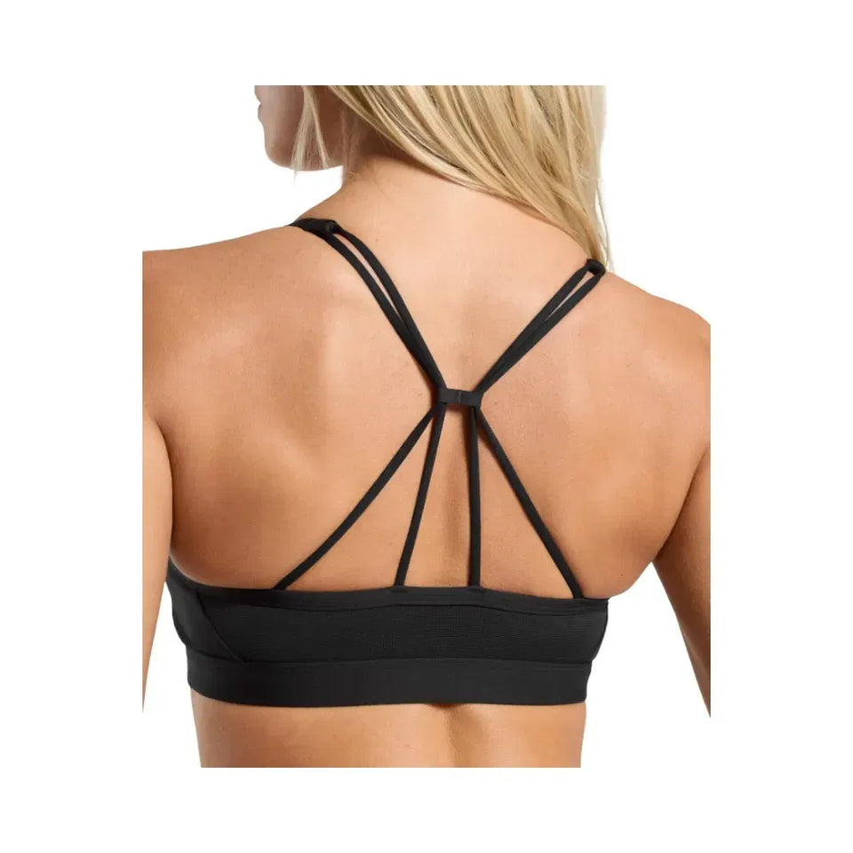Gymshark Ruched Strappy Sports Bra Light Support Black
