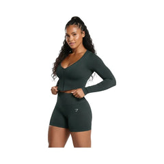 Gymshark Gains Seamless Washed Zip Up Jacket Black