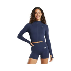 Gymshark Vital Midi Zip Up Jacket Heavy Blue Marl