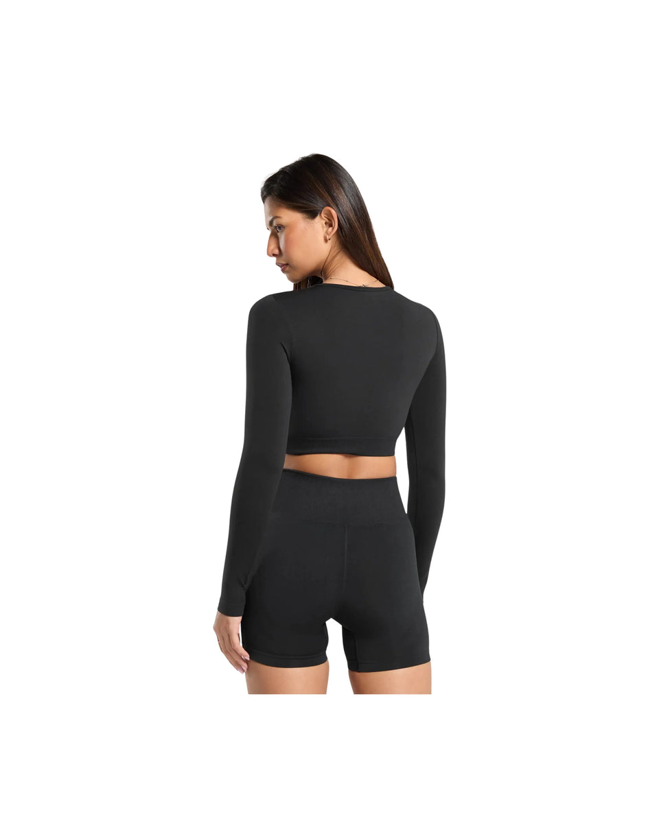 Gymshark Everyday Seamless Long Sleeve Crop Top - Black