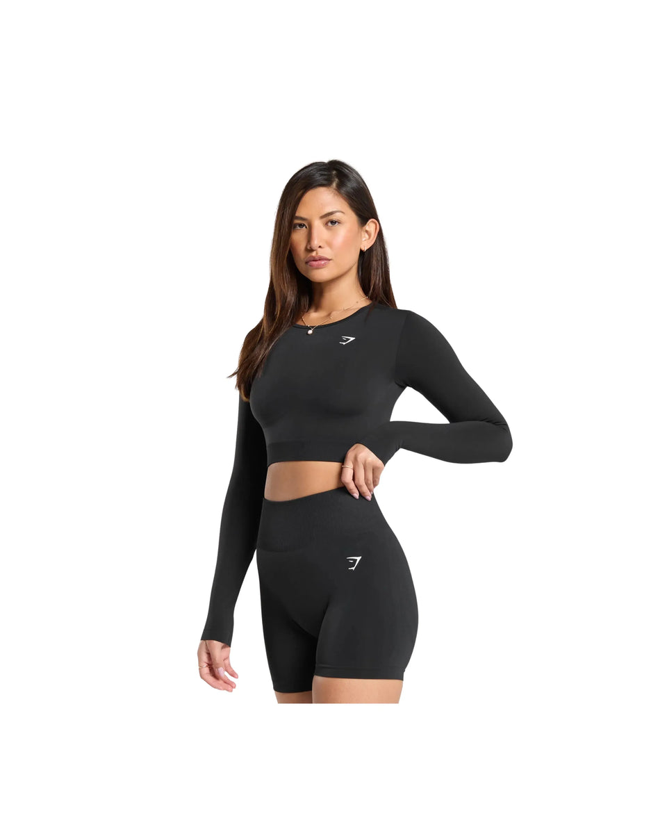 Gymshark Everyday Seamless Long Sleeve Crop Top - Black