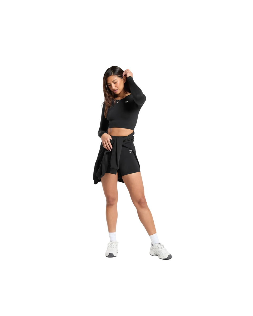 Gymshark Everyday Seamless Long Sleeve Crop Top - Black