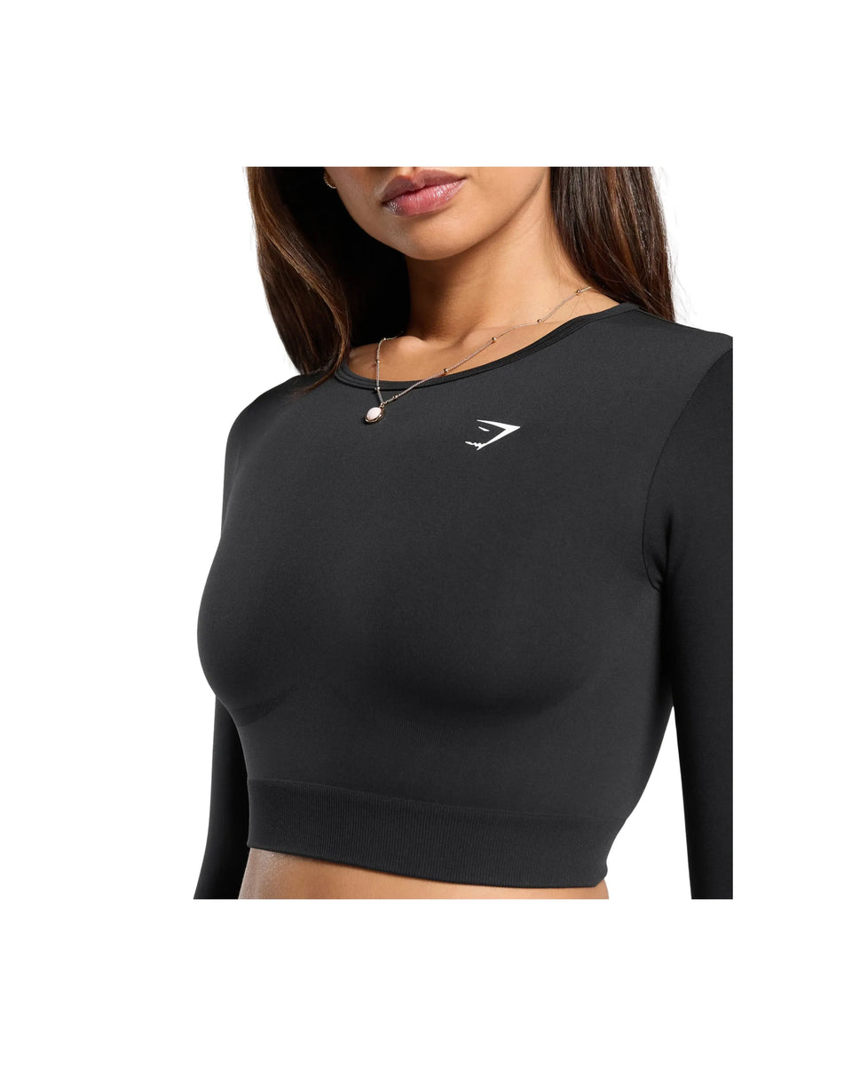 Gymshark Everyday Seamless Long Sleeve Crop Top - Black