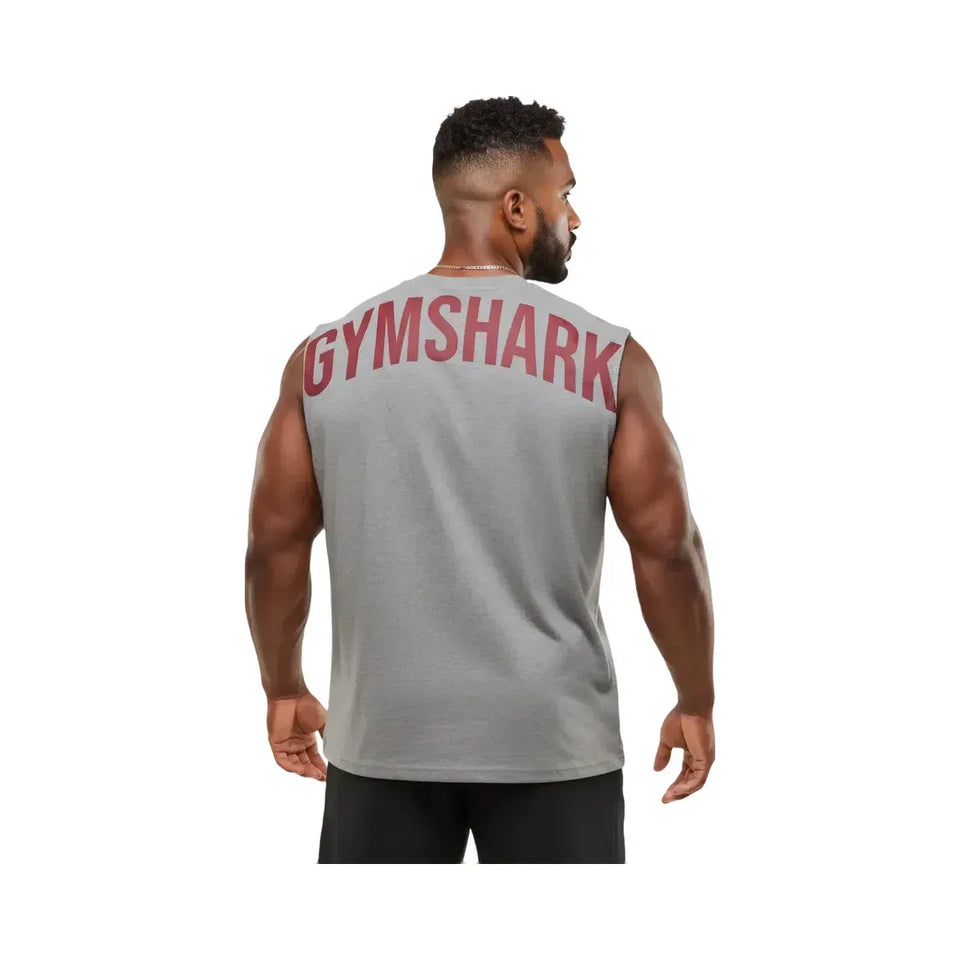 Gymshark Power Cut Off Tank Oversized Fit Charcoal Core Marl