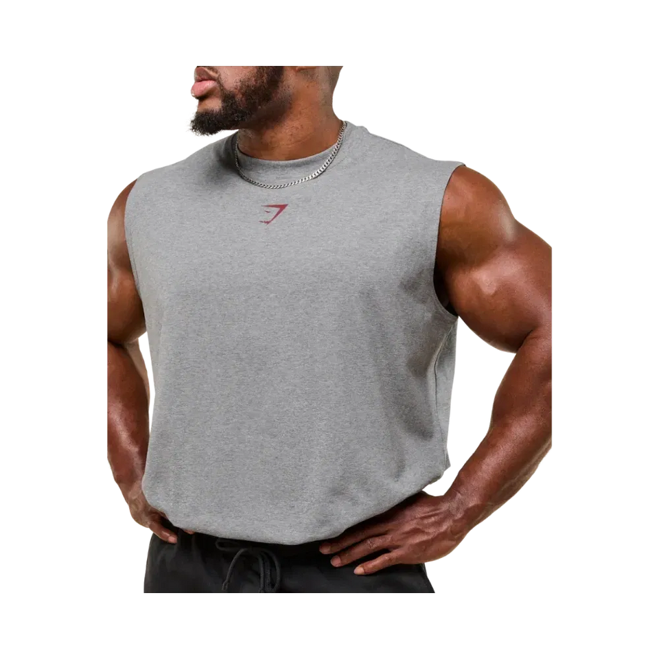 Gymshark Power Cut Off Tank Oversized Fit Charcoal Core Marl
