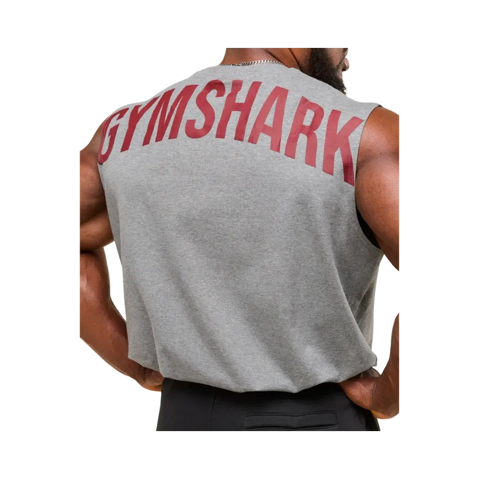 Gymshark Power Cut Off Tank Oversized Fit Charcoal Core Marl