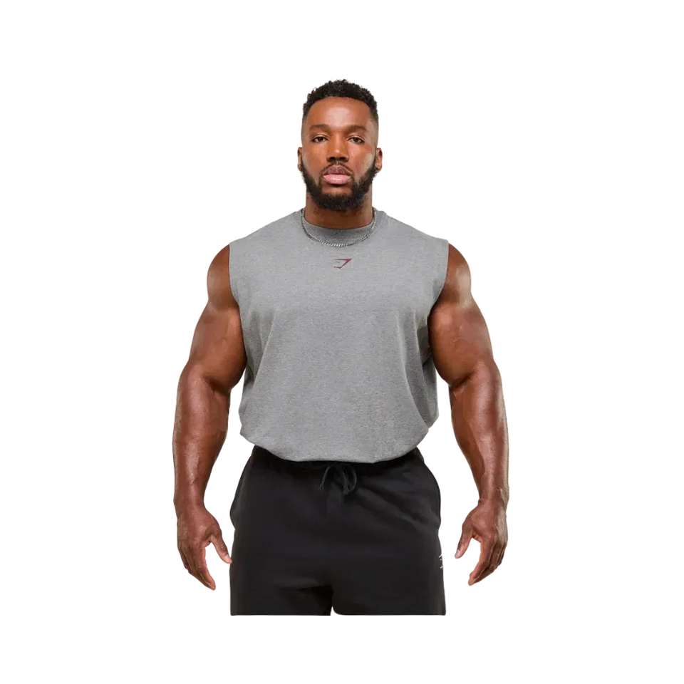 Gymshark Power Cut Off Tank Oversized Fit Charcoal Core Marl