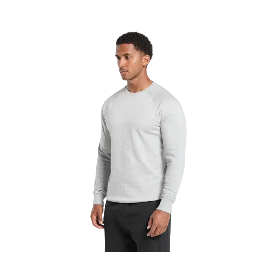 Gymshark Crest Sweatshirt Slim Fit Light Grey Marl