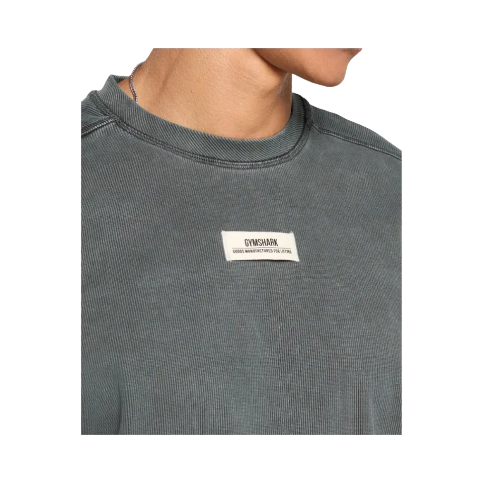 Gymshark Heavyweight Rib Crew Oversized Fit Asphalt Grey