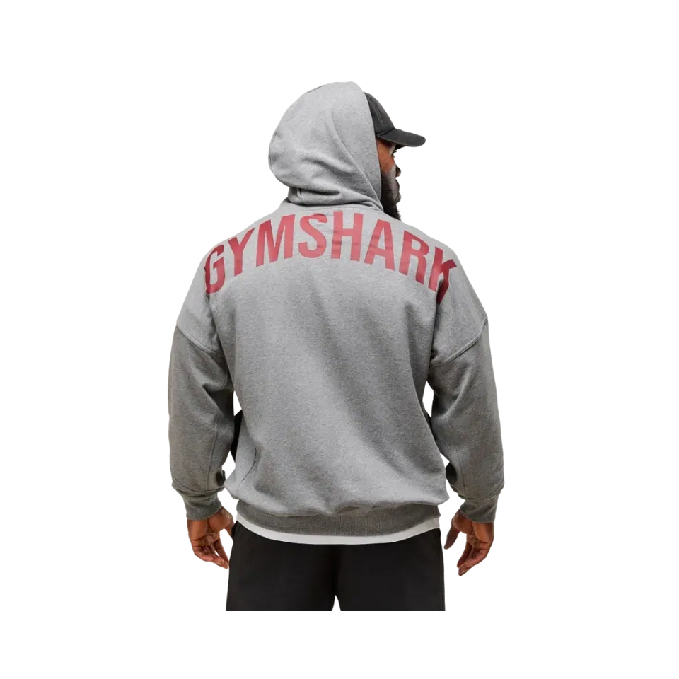 Gymshark Power Zip Up Hoodie Oversized Fit Charcoal Core Marl