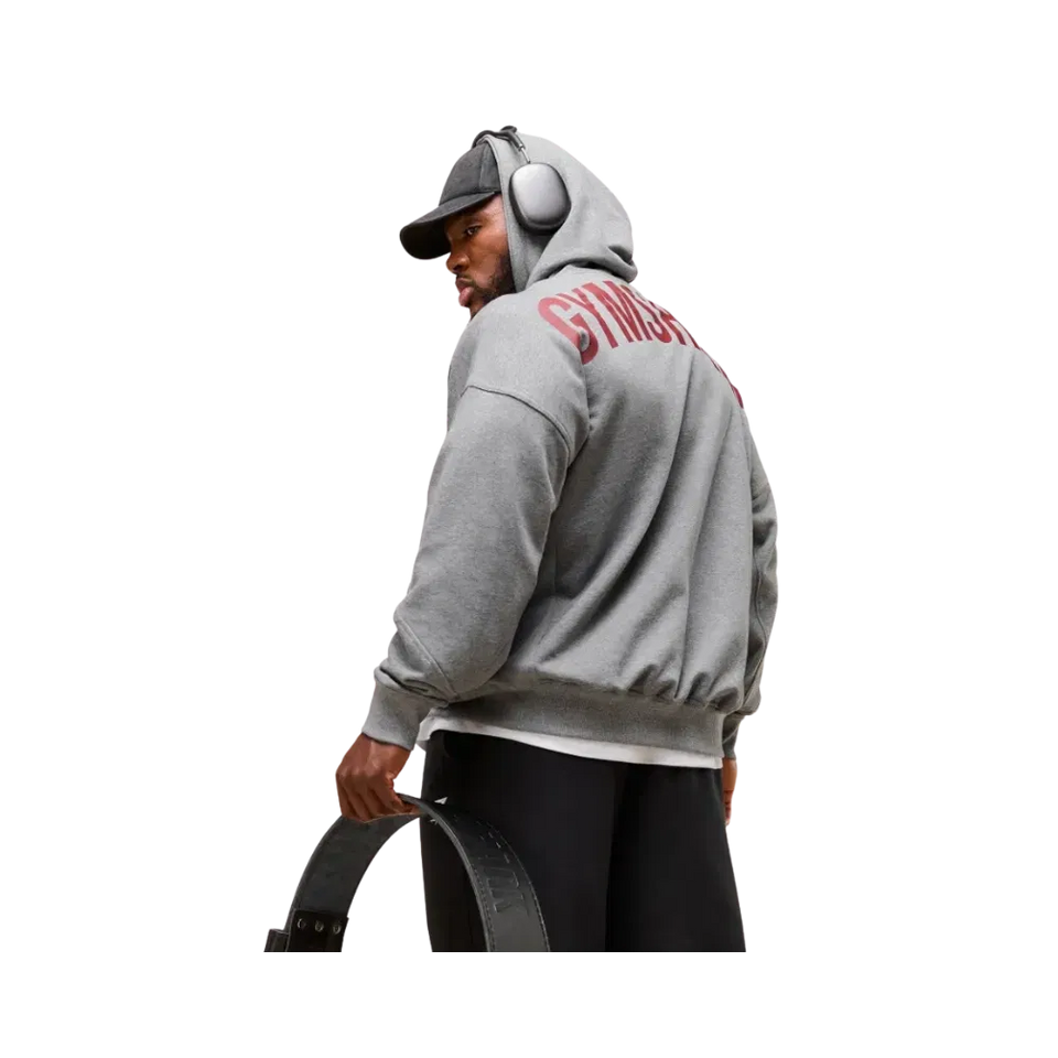 Gymshark Power Zip Up Hoodie Oversized Fit Charcoal Core Marl