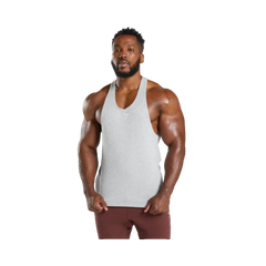 Gymshark React Stringer Slim Fit Light Grey Core Marl