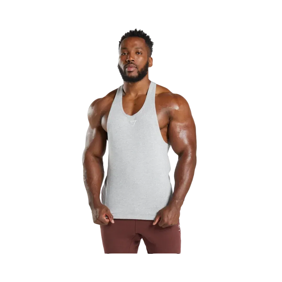 Gymshark React Stringer Slim Fit Light Grey Core Marl
