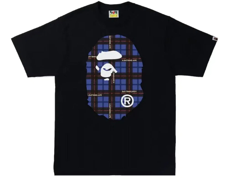 BAPE Logo Check Big Ape Head T-Shirt Black