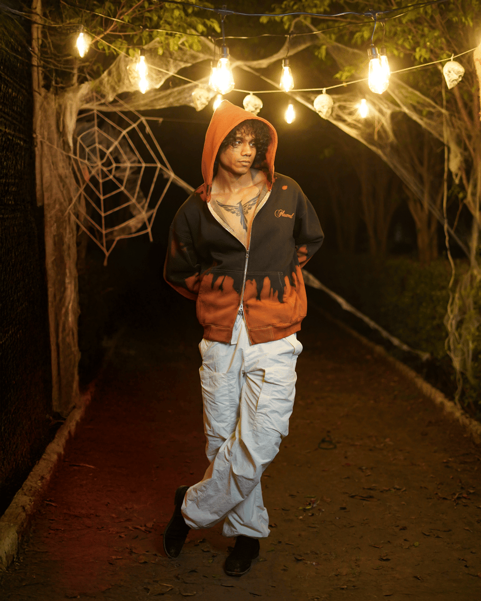 Ember Orange - Washed Oversized Zipper Hood