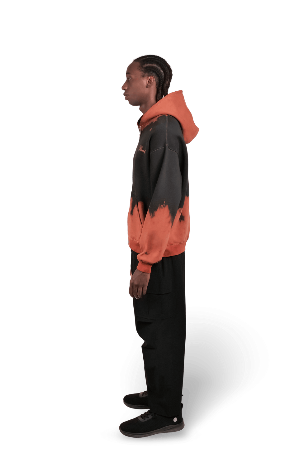 Ember Orange - Washed Oversized Zipper Hood