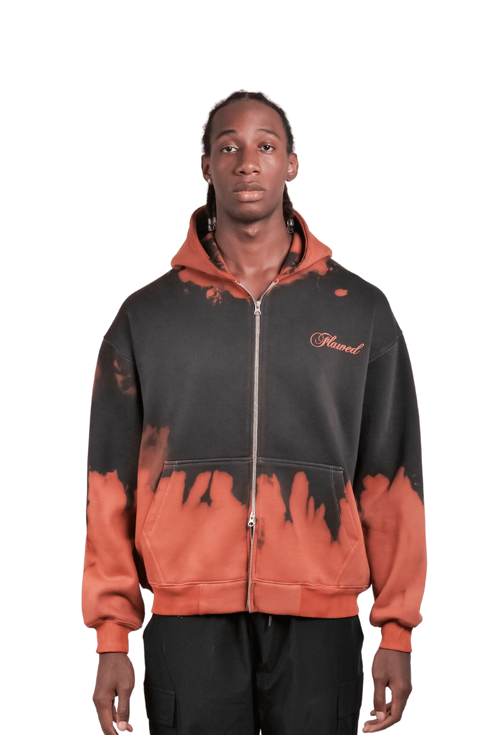 Ember Orange - Washed Oversized Zipper Hood