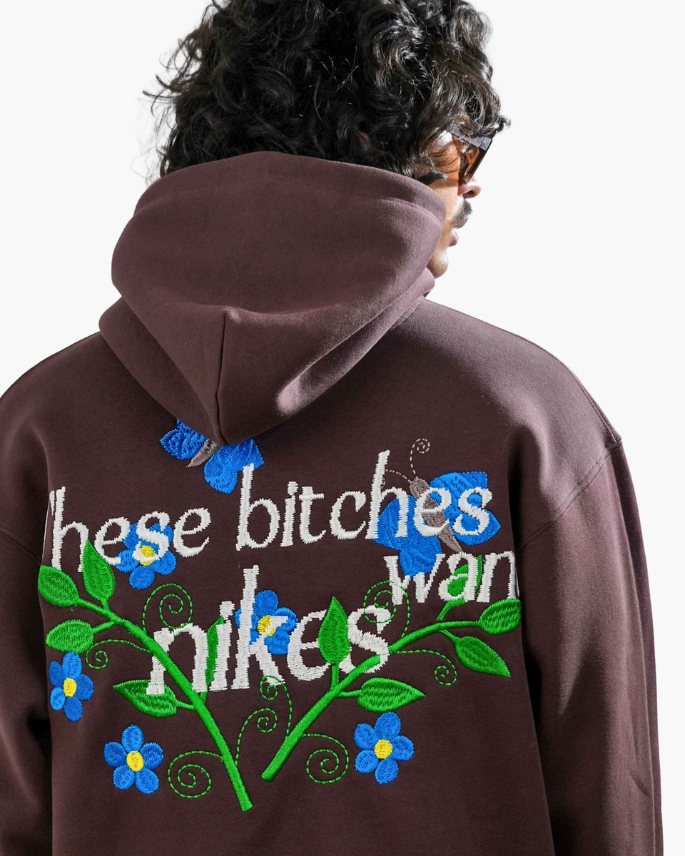 Bitch's Desire Hoodie - Coffee Oversized Embroidered Hoodie