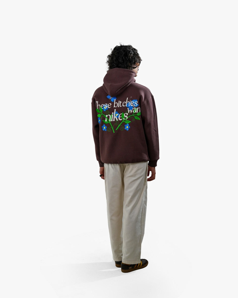 Bitch's Desire Hoodie - Coffee Oversized Embroidered Hoodie