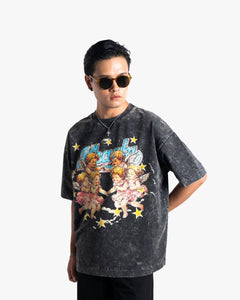 Angels - Black Washed Oversized T-shirt