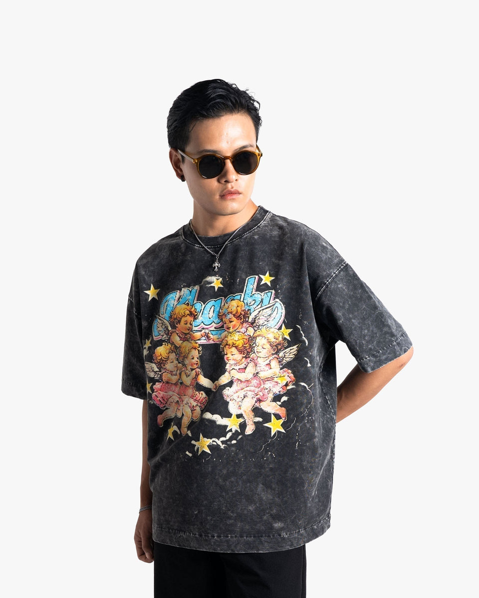 Angels - Black Washed Oversized T-shirt