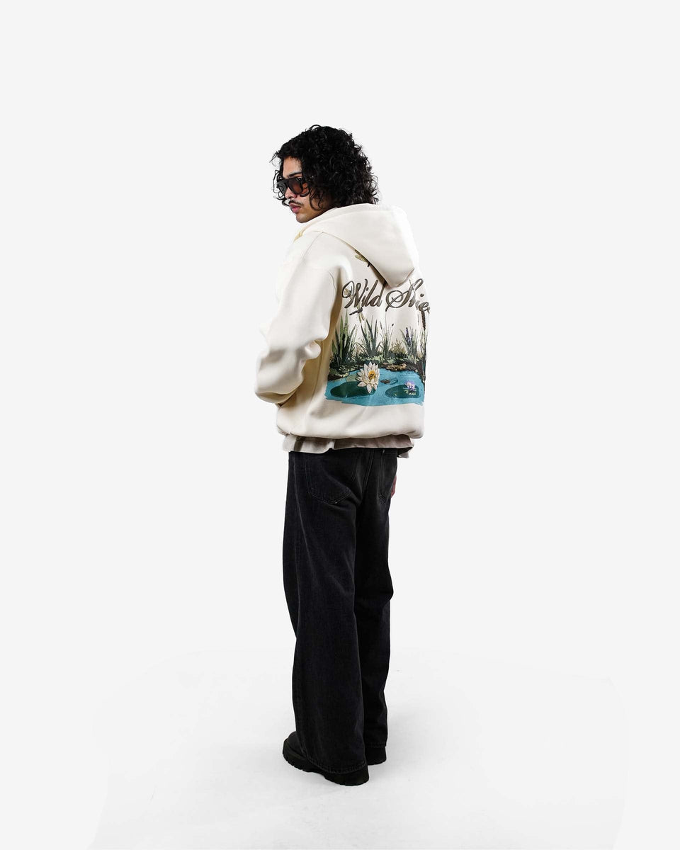 Wild Skies - Off-White Oversized Zipper Hoodie