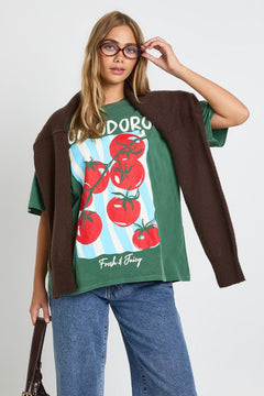 Pomodoro Tomatoes Overdye Printed T-Shirt