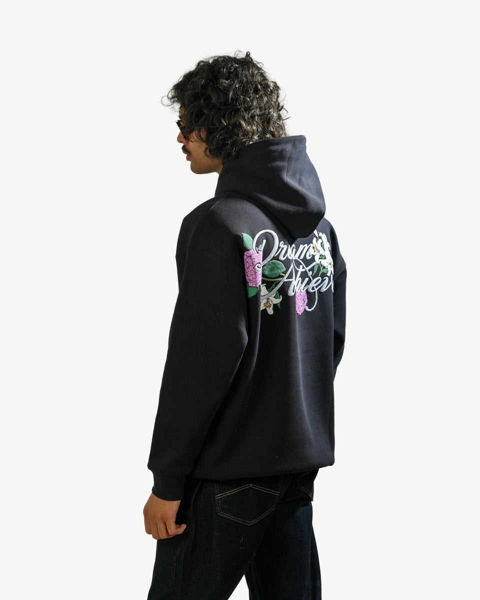 Dream Achieved - Black Oversized Printed Hoodie