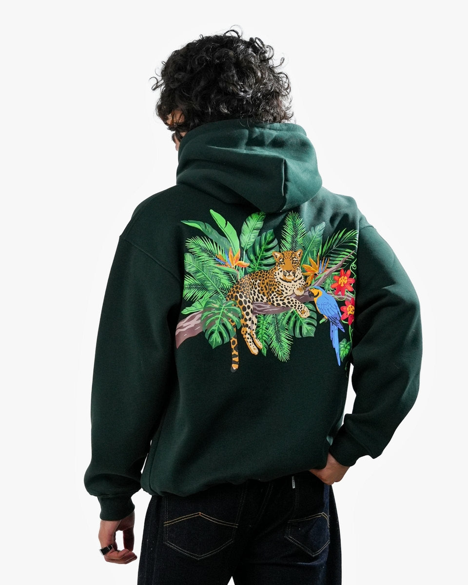 Nature's Royalty - Bottle Green Oversized Zipper Hoodie