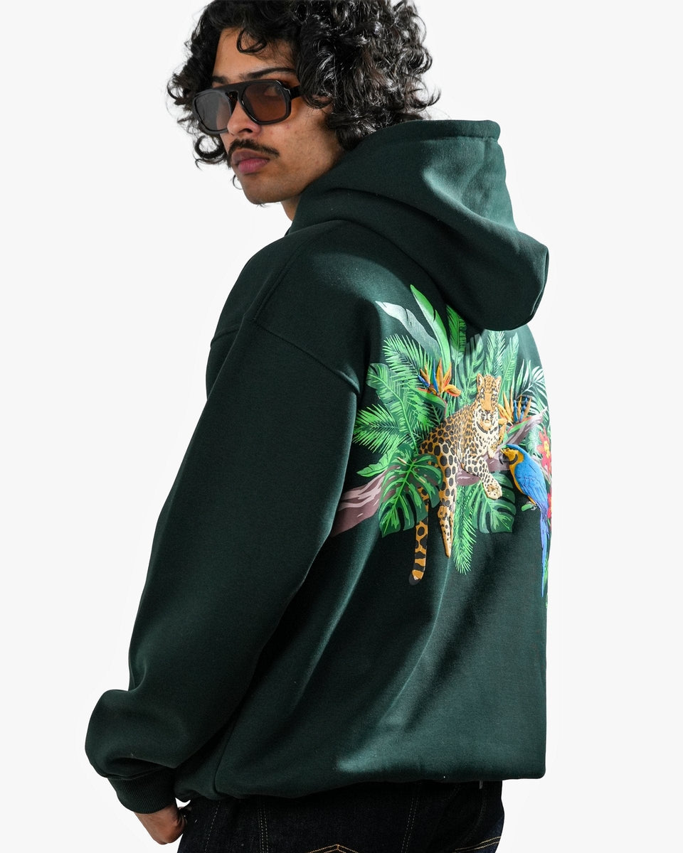 Nature's Royalty - Bottle Green Oversized Zipper Hoodie