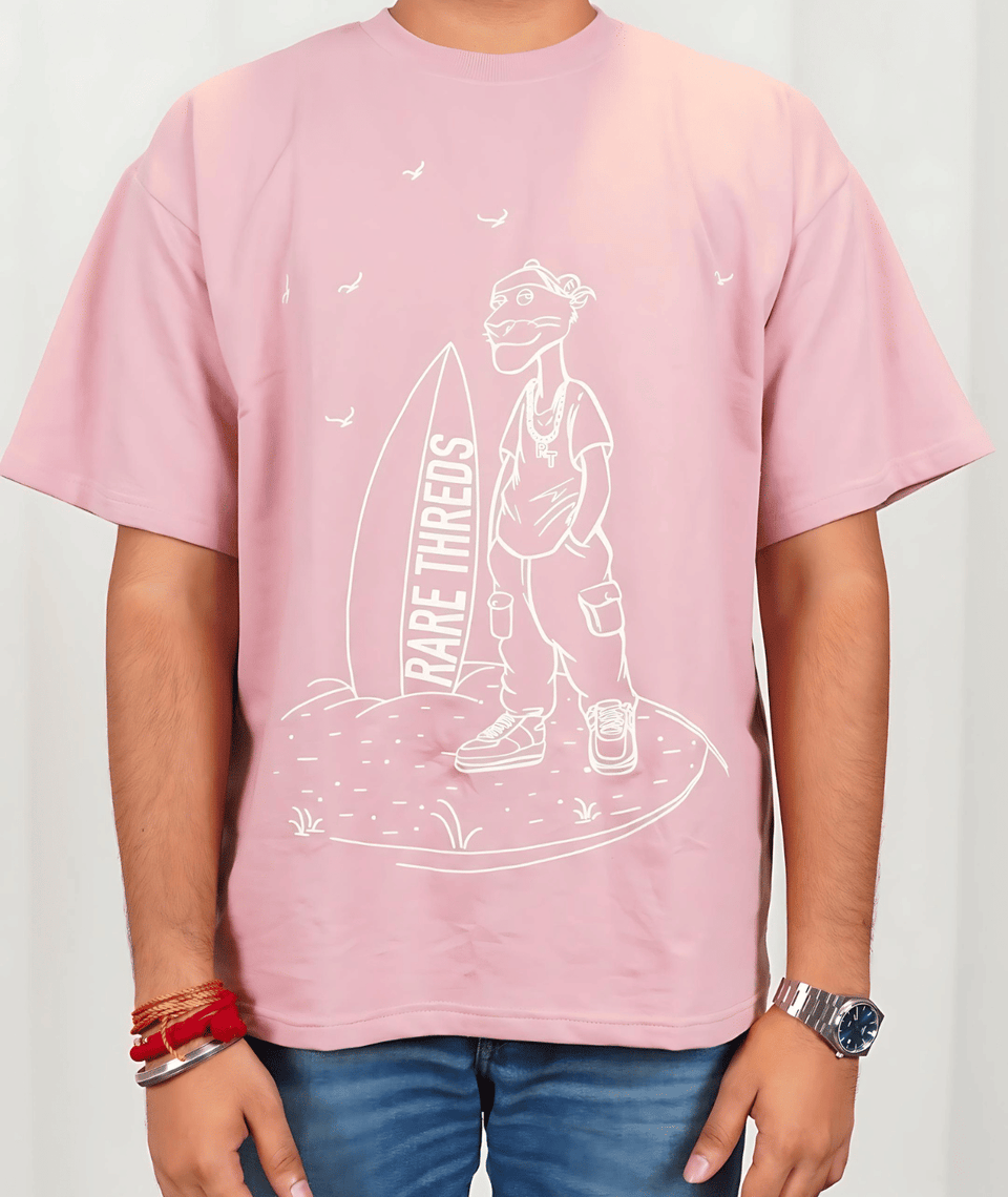 Pink Oversized Round Neck T-shirt