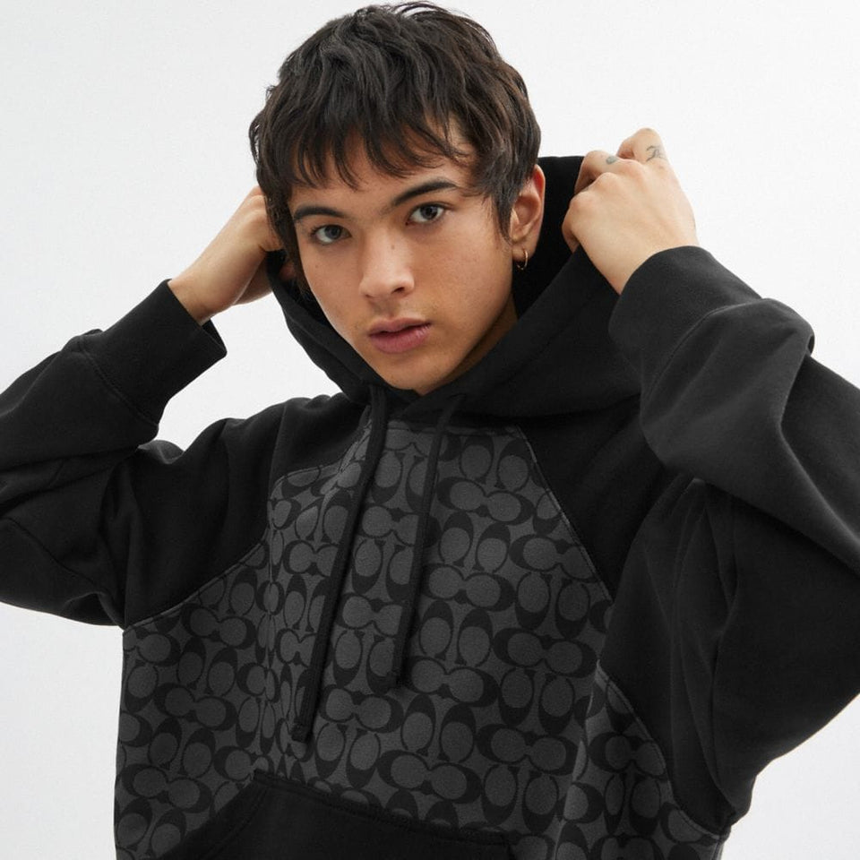 Coach Signature Hoodie Charcoal Signature