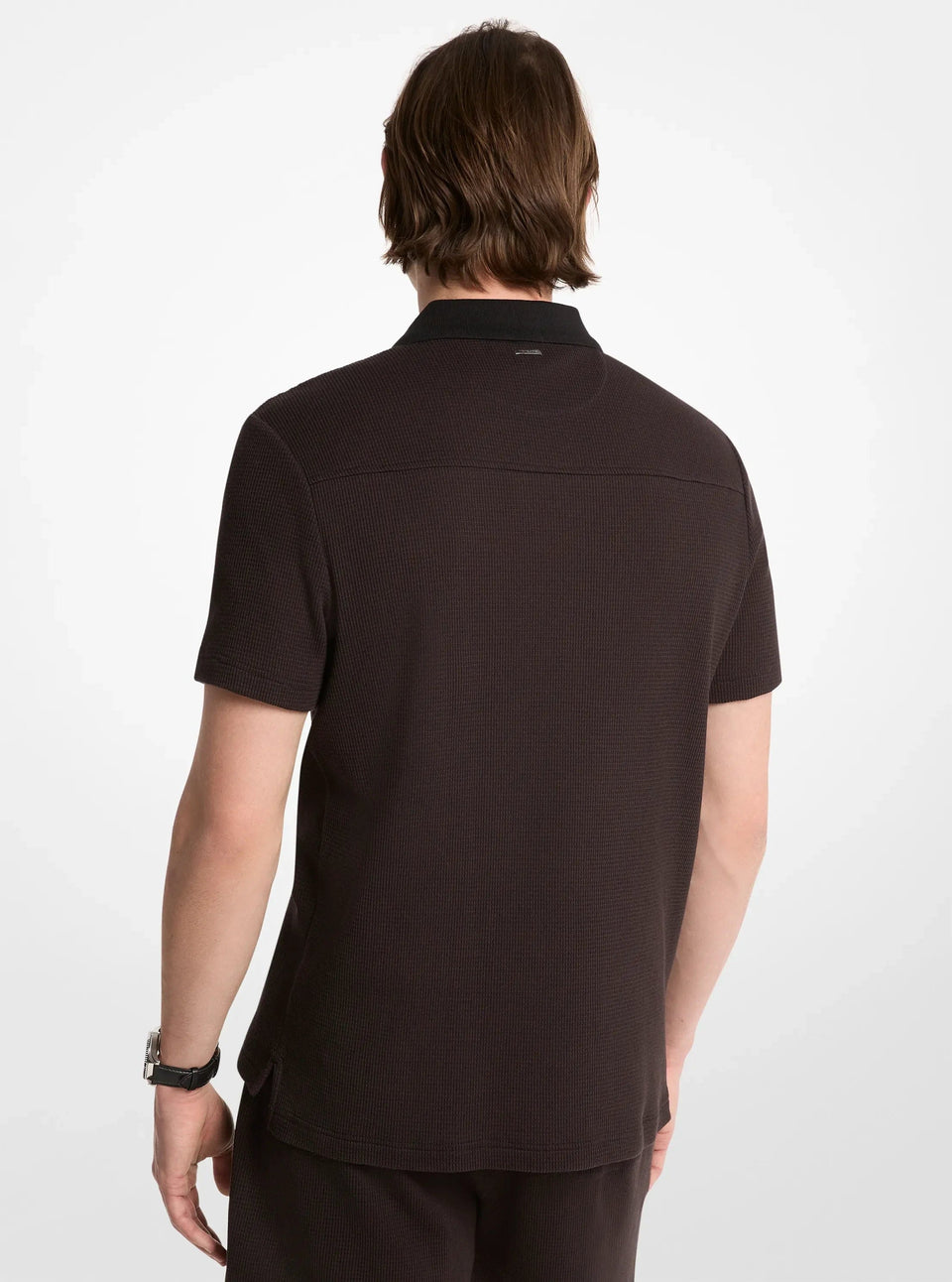 Michael Kors Waffle Knit Polo Shirt BLACK