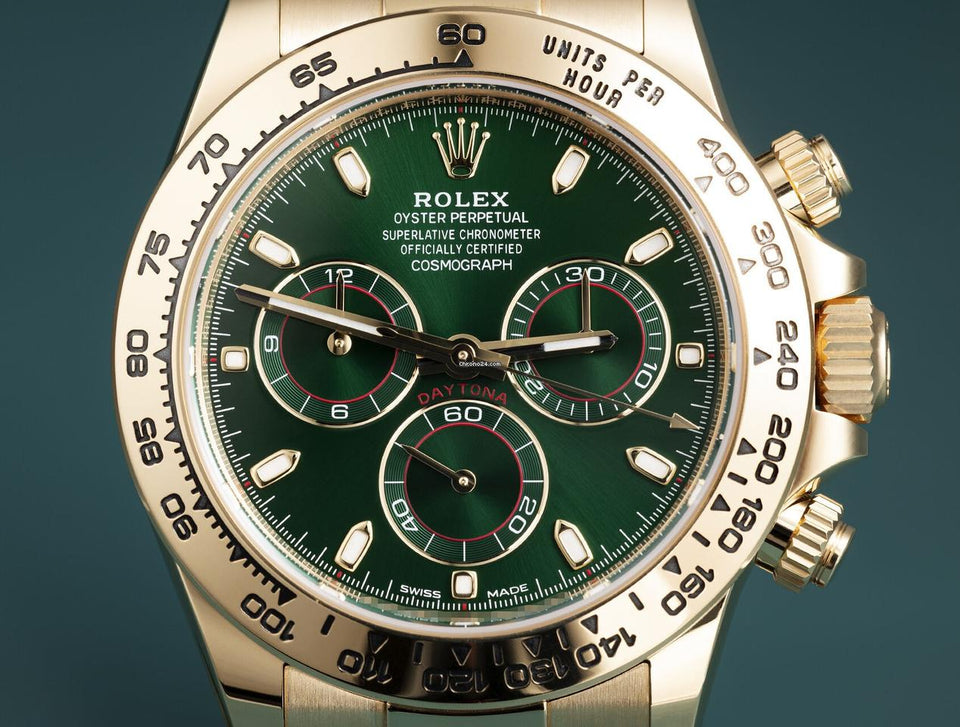 Rolex | Daytona | 116508 | Yellow gold | 40 mm | Yellow gold | Green | Automatic