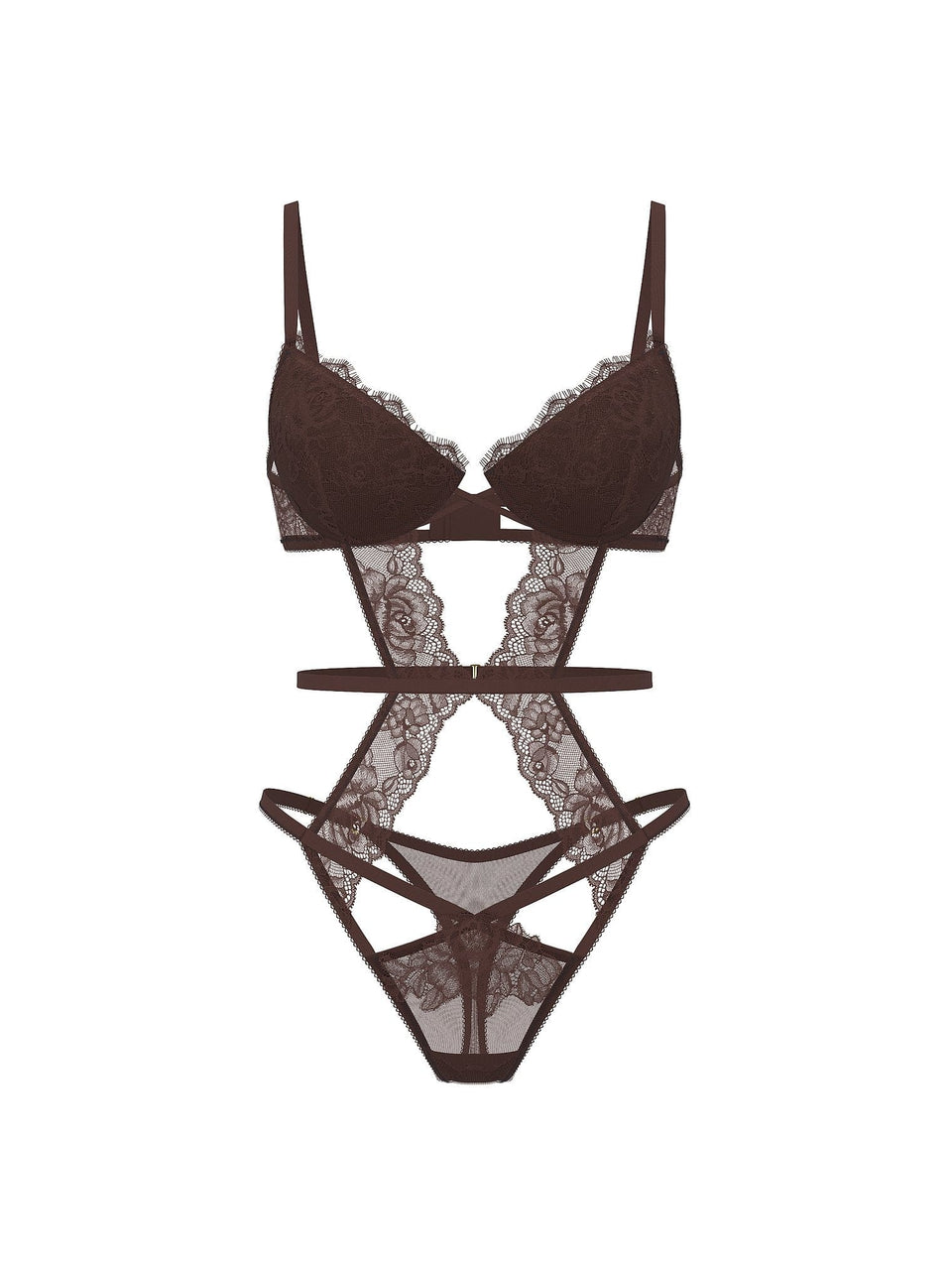 Rose Lace Lightly Lined Strappy Teddy