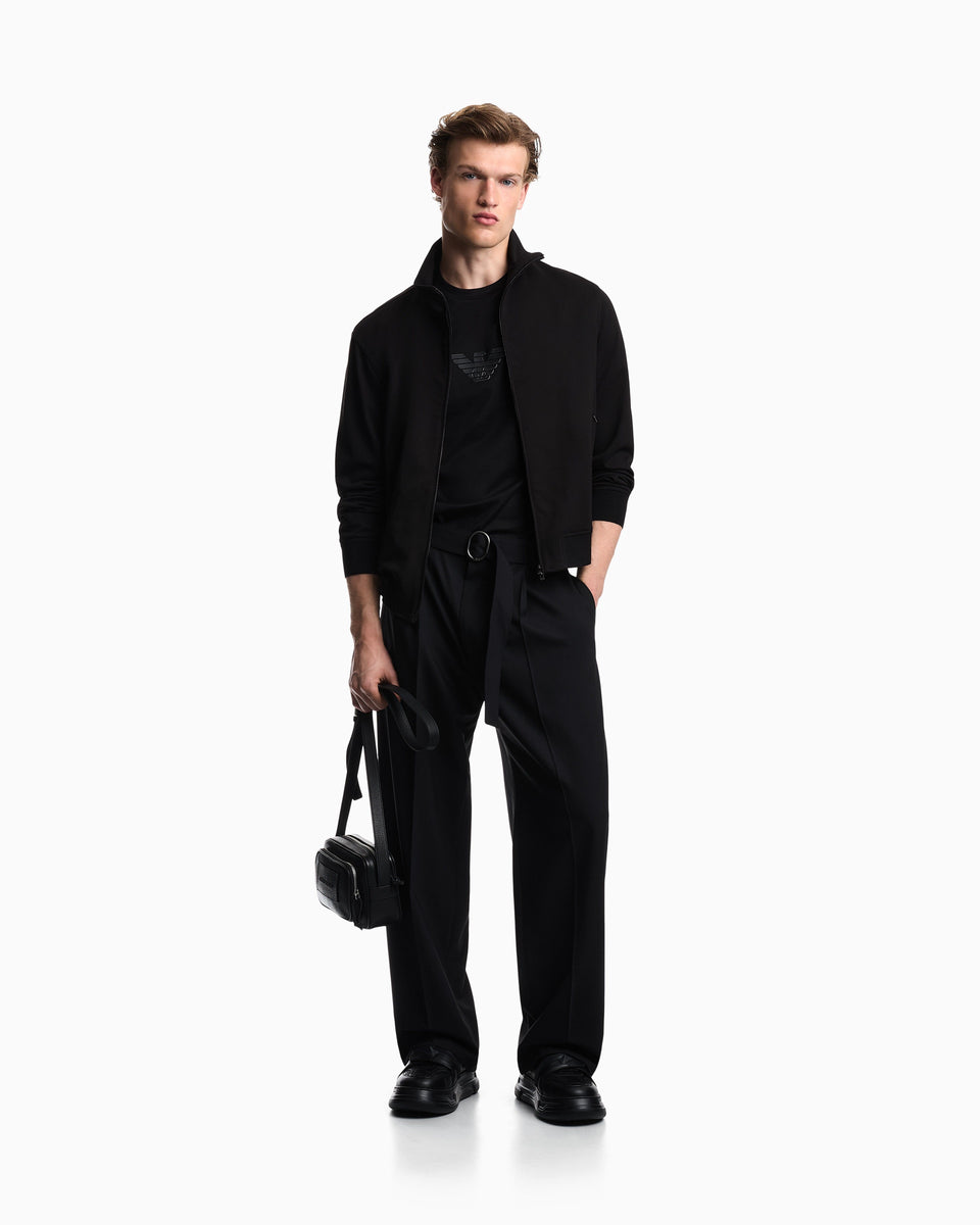 Emporio Armani Blouson in waffle-effect armure fabric