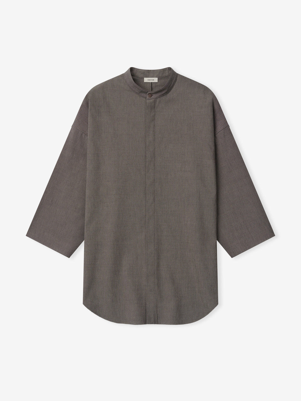 Essentials Cotton Wool Oxford Mandarin Relaxed Short Sleeve Shirt Willow