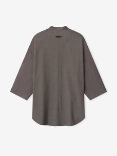 Essentials Cotton Wool Oxford Mandarin Relaxed Short Sleeve Shirt Willow
