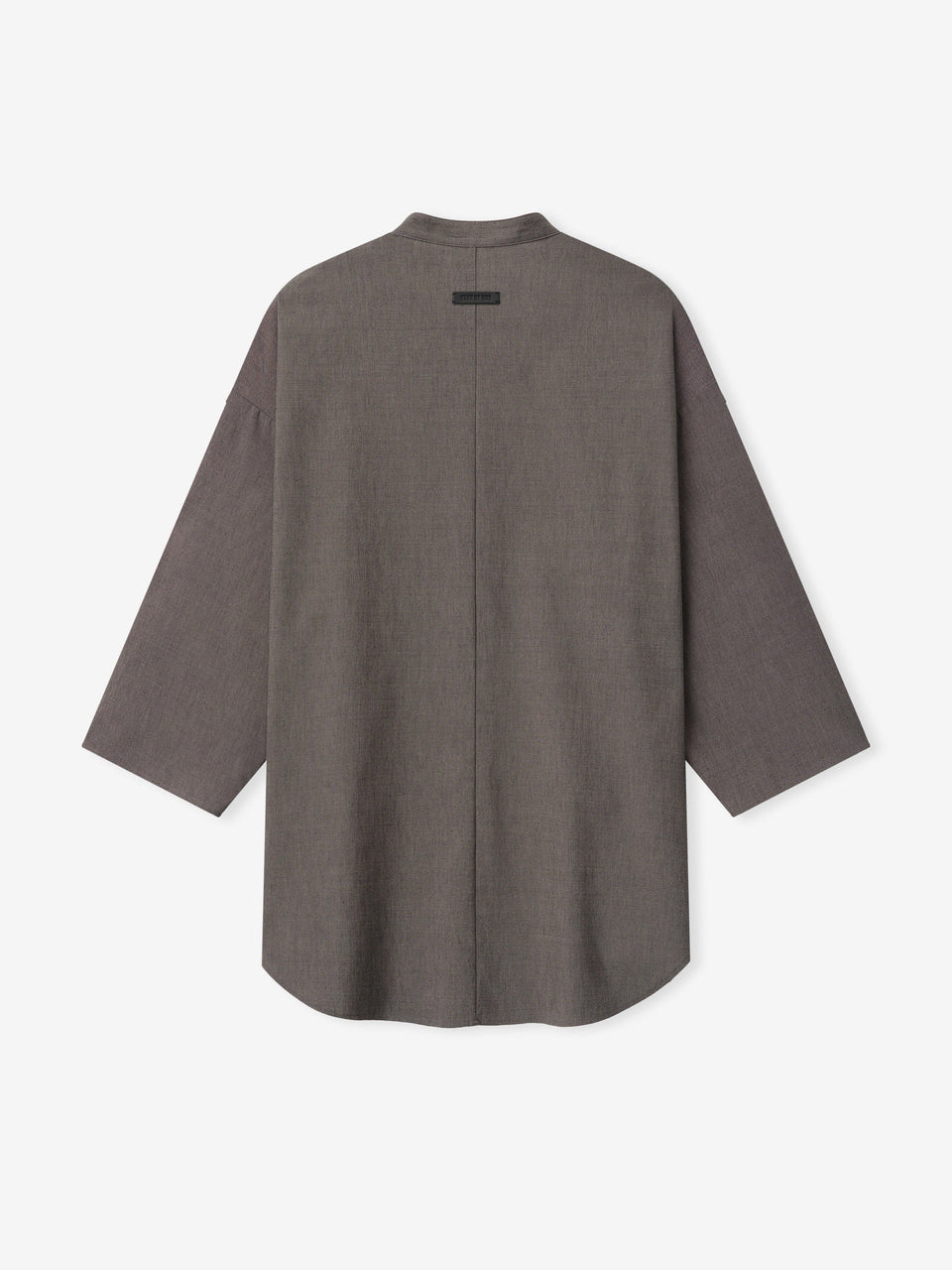 Essentials Cotton Wool Oxford Mandarin Relaxed Short Sleeve Shirt Willow