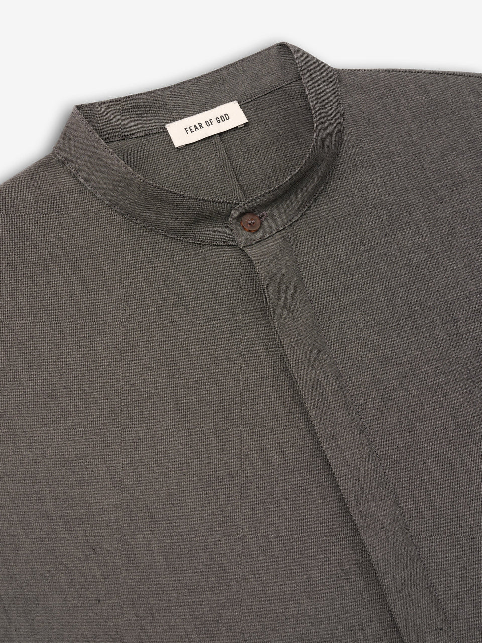 Essentials Cotton Wool Oxford Mandarin Relaxed Short Sleeve Shirt Willow