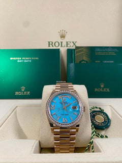 Rolex | Day-Date | 128345RBR | Rose gold | 36 x 43 mm | Rose gold | Turquoise | Automatic