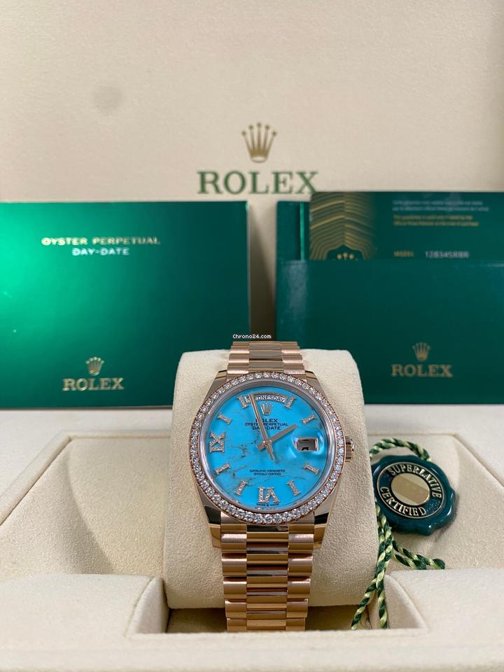 Rolex | Day-Date | 128345RBR | Rose gold | 36 x 43 mm | Rose gold | Turquoise | Automatic