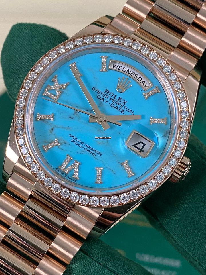 Rolex | Day-Date | 128345RBR | Rose gold | 36 x 43 mm | Rose gold | Turquoise | Automatic